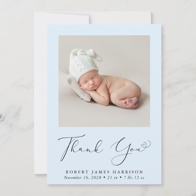 Baby Boy Photo Merci bleu Faire-part de naissance (Devant)