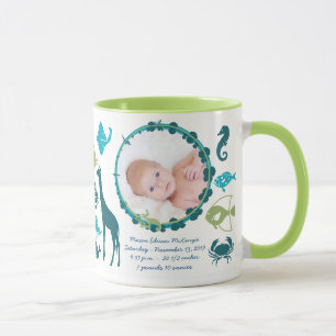 Baby Boy Photo Mug Baby Stats mignons Oiseaux