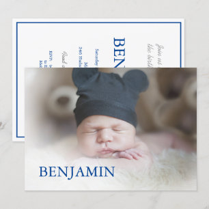 Baby Boy Photo Naming Celebration Invitation