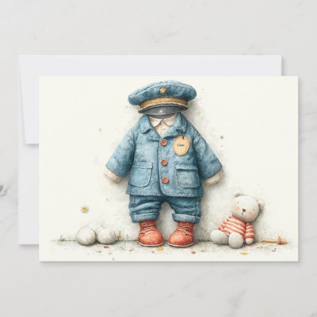 Baby Boy Police 1st Birthday Party Invitation (Front)