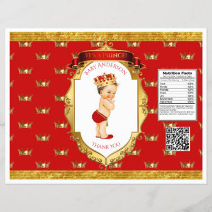 Baby Boy Prince Red Gold Chip Bag Wrapper