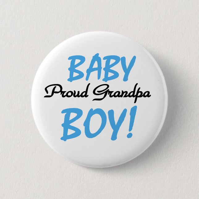 Baby Boy Proud Grandpa 2 Inch Round Button (Front)