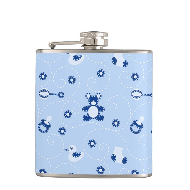 Baby-boy Quilt Pattern Hip Flask (Front)