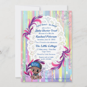 Baby Boy rainbow Bubbles & Unicorns Baby Shower Thank You Card