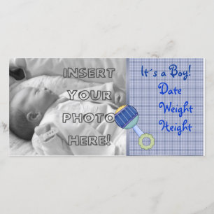 Baby Boy Rattle Announcement