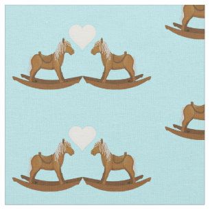Baby Boy Rocking Horse Heart Pattern Fabric