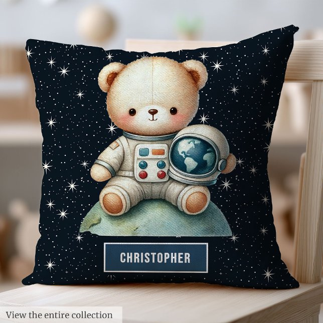 Baby Boy Room Pillow with Astronaut Teddy Bear (Baby Boy Room Pillow with Astronaut Teddy Bear Print)