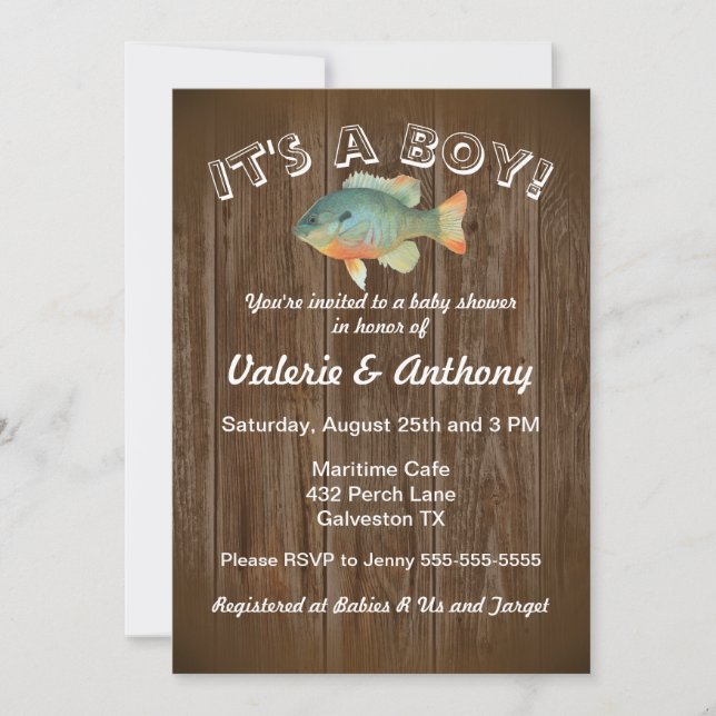 Baby Boy Rustic Fishing  Invitation (Front)