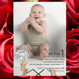  Baby Boy’s 1st Birthday Invitation