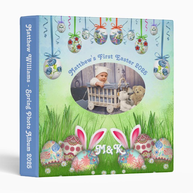 Baby Boy’s First Easter Eggs Bunny Spring Photo Binder (Front/Spine)