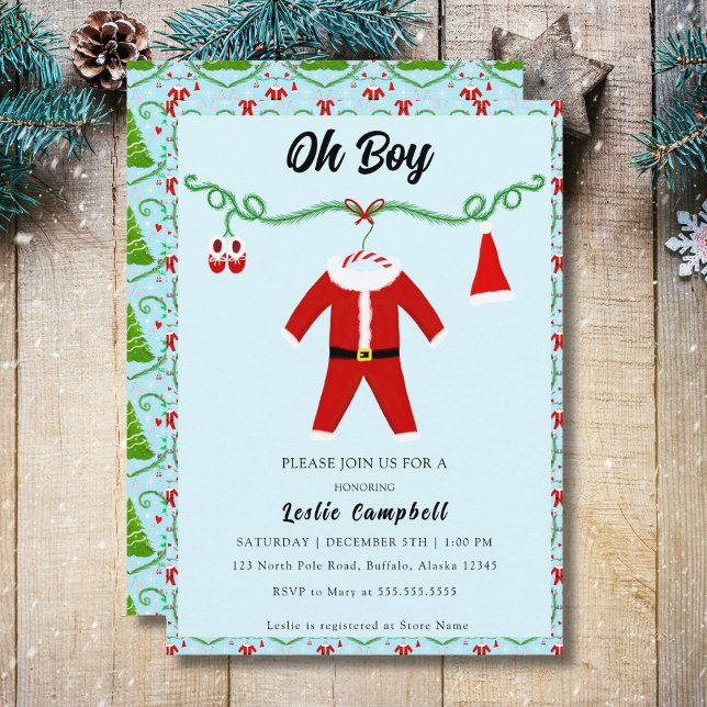 Baby Boy Santa Outfit Baby Shower Invitation (Creator Uploaded)