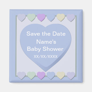 Baby Boy Save the Date Shower Blue Hearts Magnet