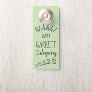 Baby Boy Shhh Sleeping Green Door Hanger