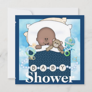 BABY BOY SHOWER AFRICAN AMERICAN INVITATION