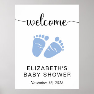 Baby Boy Shower Blue Feet Welcome Sign