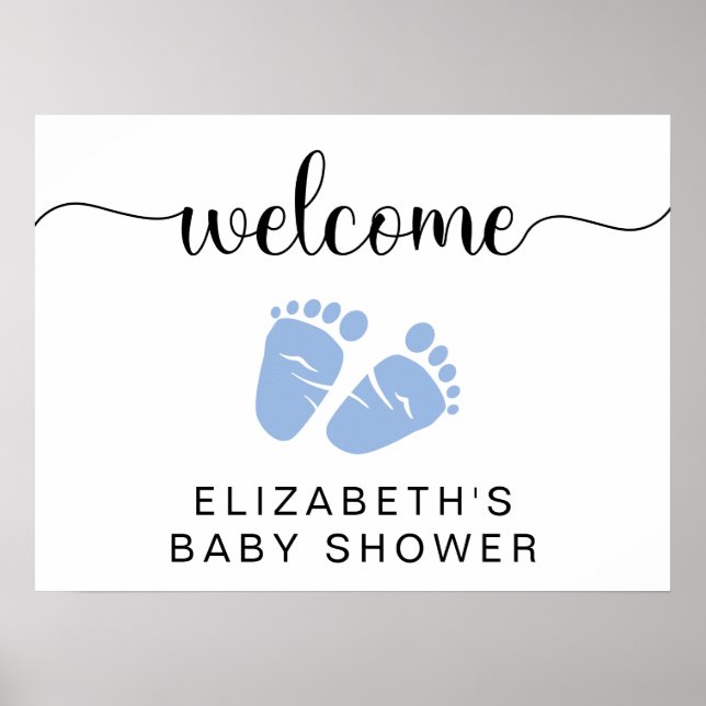 Baby Boy Shower Blue Feet Welcome Sign (Front)