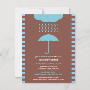 Baby Boy Shower Blue Umbrella Invitation