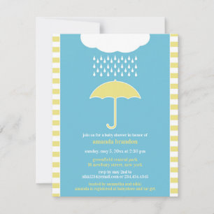 Baby Boy Shower Blue Umbrella Invitation