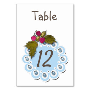 Baby boy shower blue white pearls flowers cute fun table number