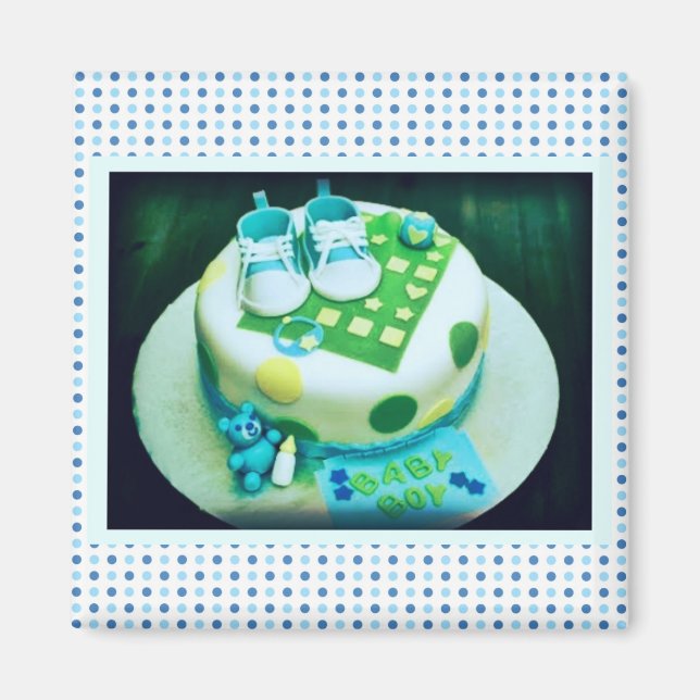 Baby Boy Shower Cake Magnet (Front)