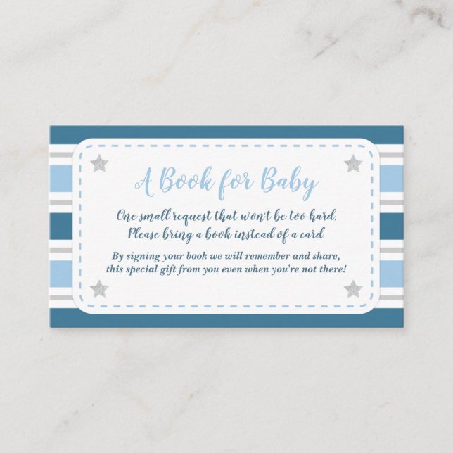 Baby Boy Shower Card Apportez une carte de livre (Devant)