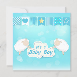 Baby boy shower card with Sheep