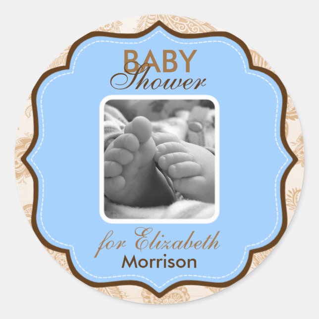 Baby Boy Shower Classic Round Sticker (Front)