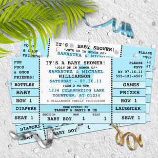 Baby Boy Shower Concert Ticket Invitation Card