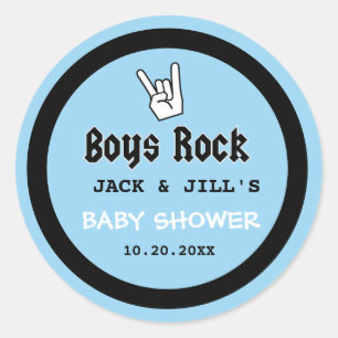 BABY BOY SHOWER CONCERT TICKET INVITATION CLASSIC ROUND STICKER