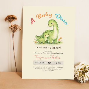 Baby Boy Shower Cute Dino About to Hatch Invitation