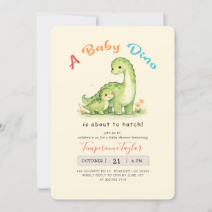 Baby Boy Shower Cute Dino About to Hatch Invitation