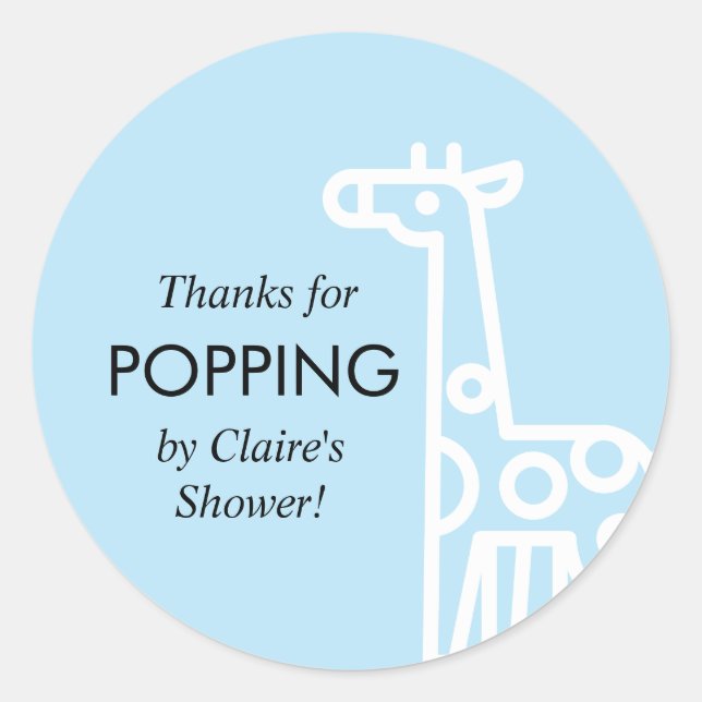 Baby Boy Shower Favour Sticker - Giraffe Theme (Front)
