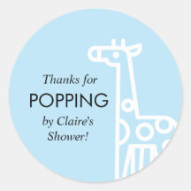 Baby Boy Shower Favour Sticker - Giraffe Theme