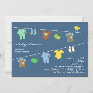 Baby Boy Shower Flat Invitation