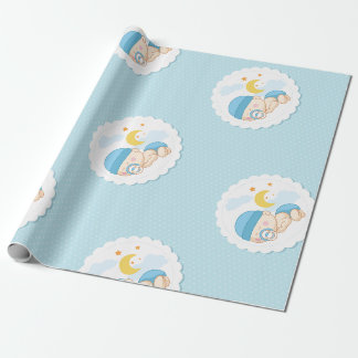 Baby Boy Shower Gift Wrap Cute Boy Blue