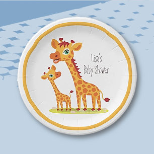 Baby Boy Shower Giraffe Paper party Plate