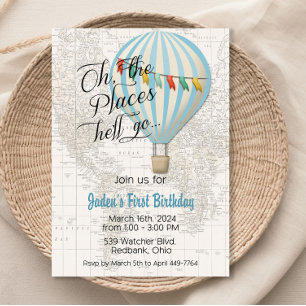 Baby Boy Shower Hot Air Balloon Invitation