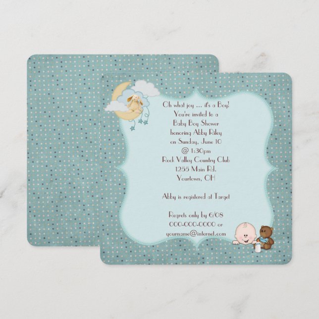 Baby Boy Shower Invitation (Front/Back)