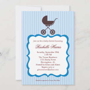Baby Boy Shower Invitation with Stroller