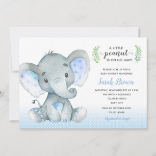Baby Boy Shower Invitations (Elephant Polka Dot)
