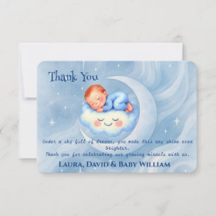 Baby Boy Shower Invite Moonlight Stars Watercolor