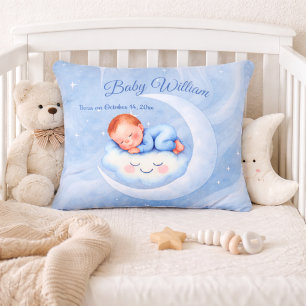 Baby Boy Shower Invite Moonlight Stars Watercolor Accent Pillow
