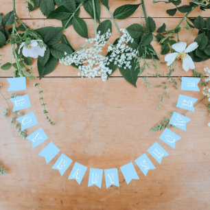Baby Boy Shower Party Blue Bunting Flags