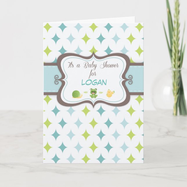 Baby Boy Shower Personalized Name Invitation (Front)