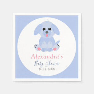 Baby Boy Shower Personalized Puppy Blue Napkin