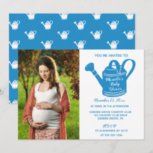 Baby Boy Shower Photo Watering Can Invitation