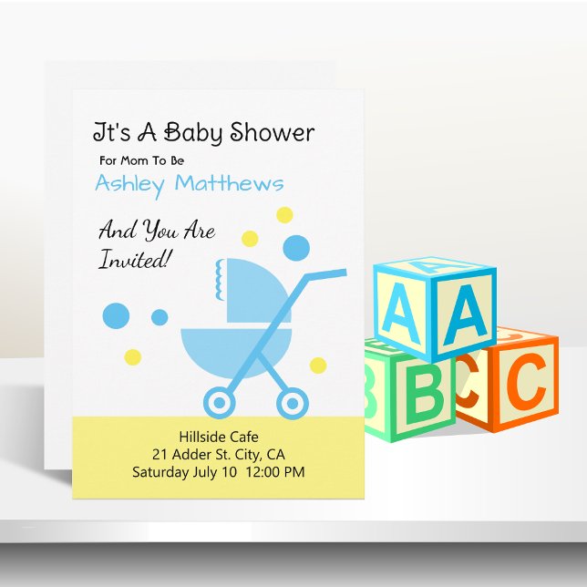 Baby Boy Shower Stroller Invitation (Creator Uploaded)