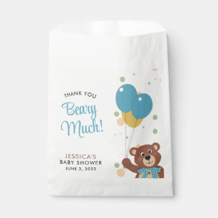 Baby Boy Shower Thank You Beary Much Blue Balloons Favour Bag