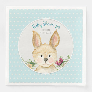 Baby Boy Shower Woodland Animal Ferns Bunny Rabbit Napkin