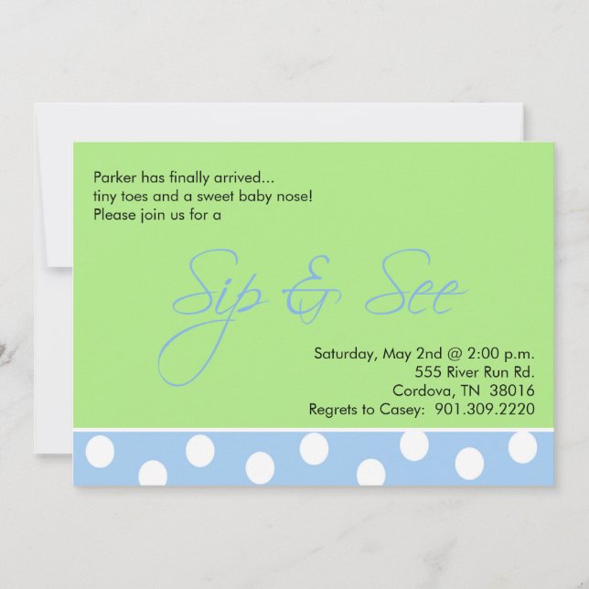 Baby Boy Sip and See Invitations (Devant)